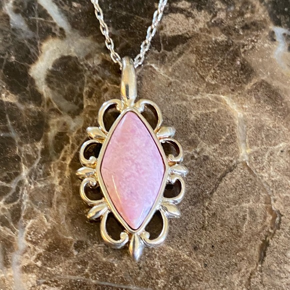 Sterling silver pink thulite pendant - Picture 1 of 7